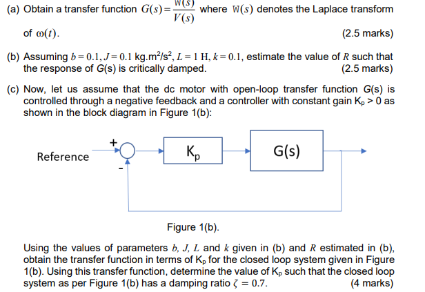 B The Voltage V T Is Applied To A Dc Motor A Si Chegg Com