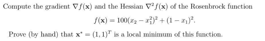 Solved Compute the gradient Vf(x) and the Hessian V2 f(x) of | Chegg.com