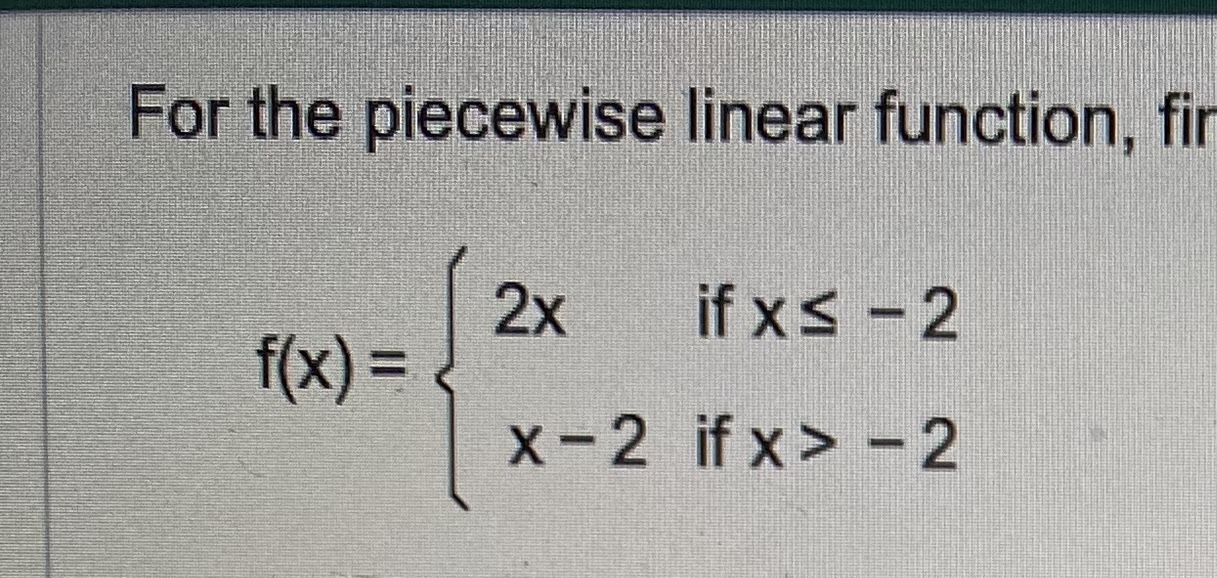 Solved For The Piecewise Linear Function, Find (a) F(-4), | Chegg.com