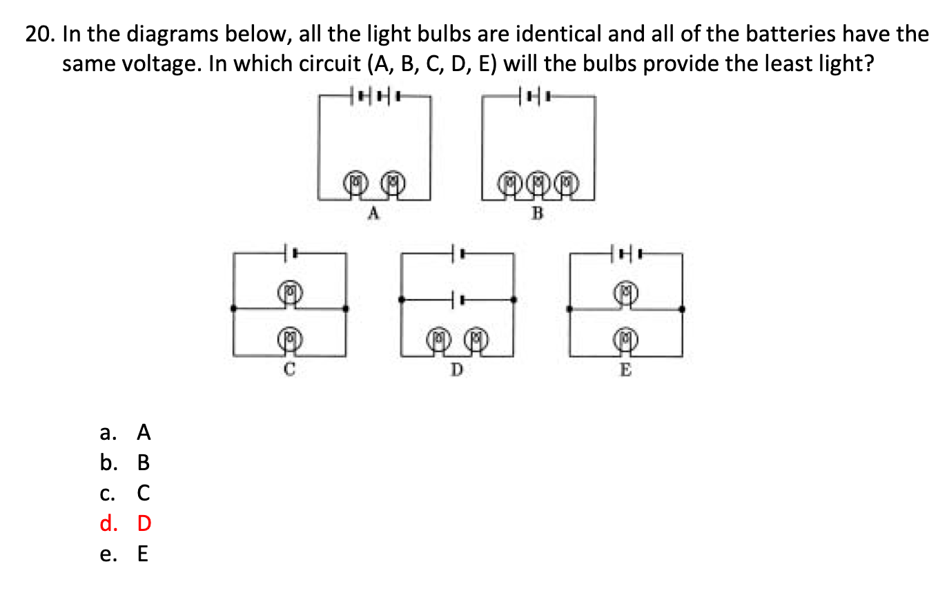 Solved In the diagrams below, all the light bulbs are | Chegg.com