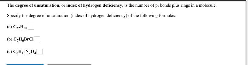 Solved The degree of unsaturation, or index of hydrogen | Chegg.com