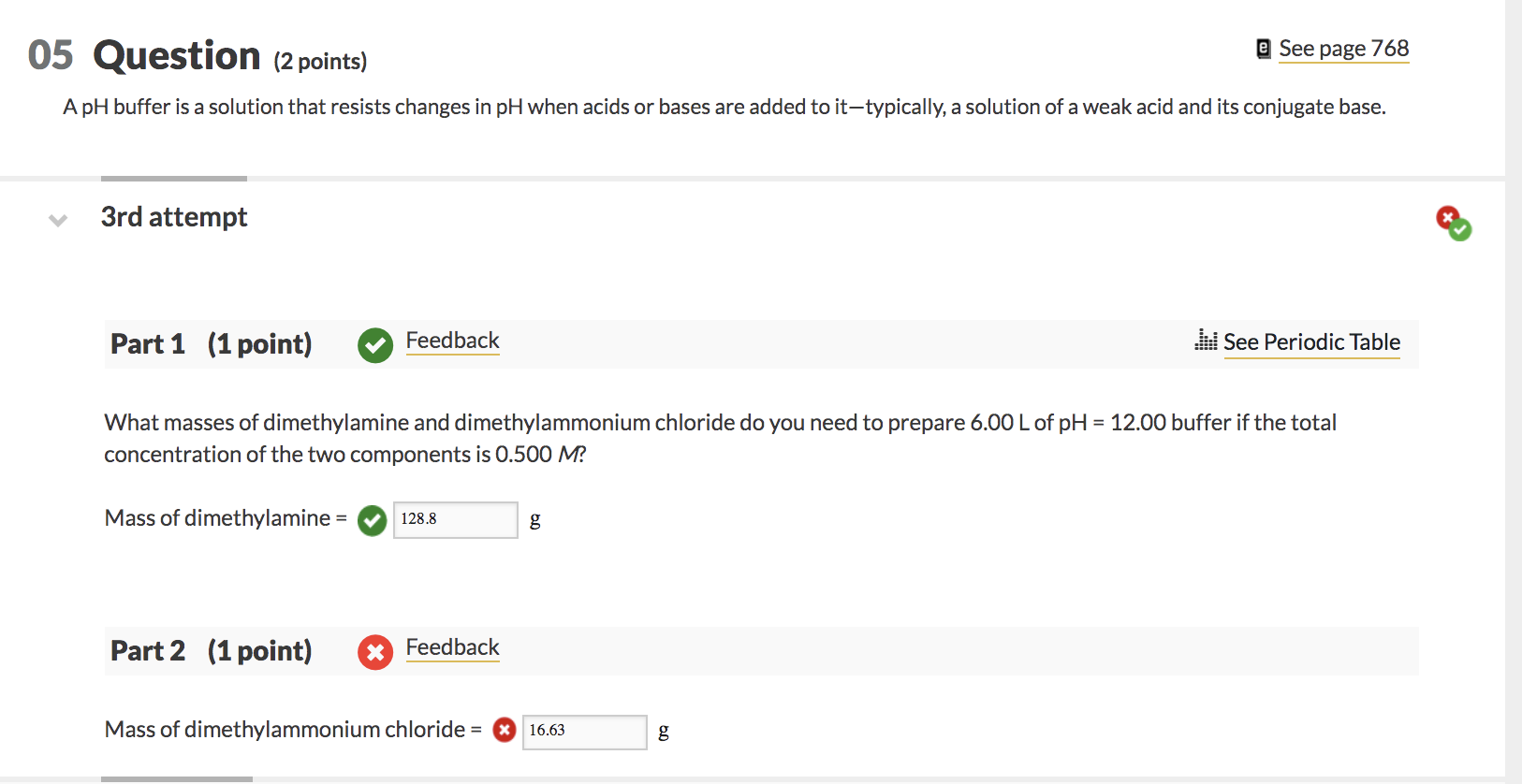 Solved e See page 768 05 Question (2 points) A pH buffer is | Chegg.com
