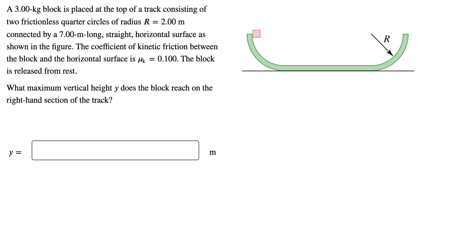Solved a = A 3.00kg block is placed at the top of a track