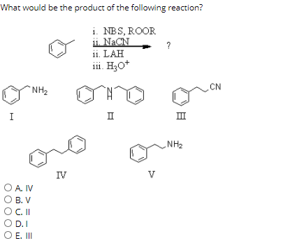 Solved What would be the product of the following reaction? | Chegg.com