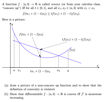 Solved A function f : [a, b] → R is called convex (or from | Chegg.com