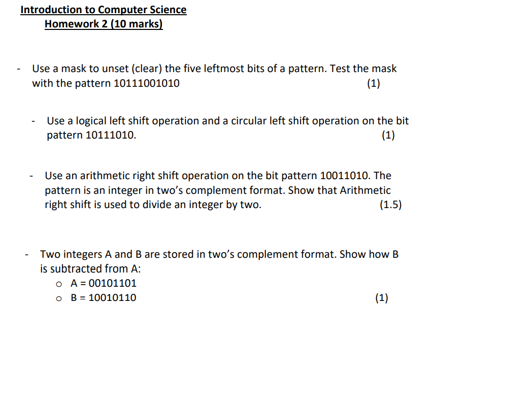 Solved Introduction to Computer Science Homework 2 (10 | Chegg.com