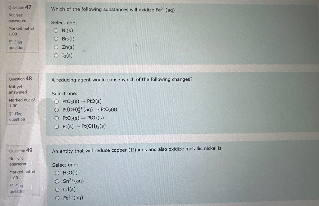 Solved Question 47 Which of the following substances will | Chegg.com