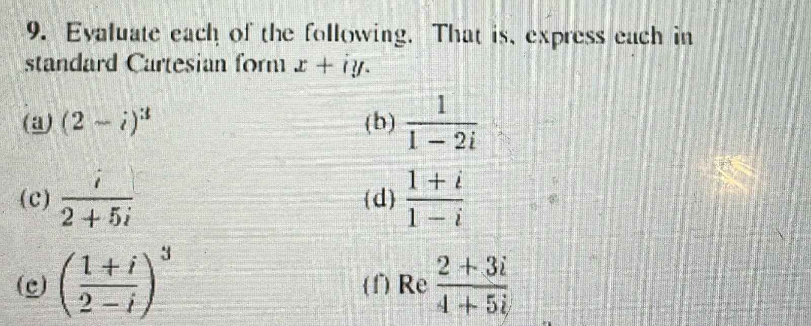 Solved Ch 21: Pg 1113 #1 A,b #4 B #9 C,f 9. Evaluate Each | Chegg.com