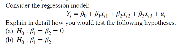 Solved Consider The Regression Model: Y; = Bo + B1Xi1 + | Chegg.com