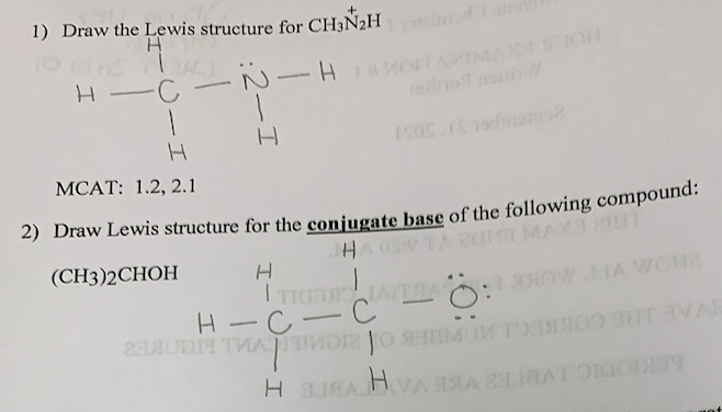 Solved to the 1) Draw the Lewis structure for CH3N2H Н Н -С | Chegg.com
