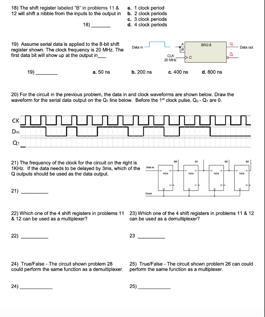 Solved Data in 11) Which shift register to the right would | Chegg.com