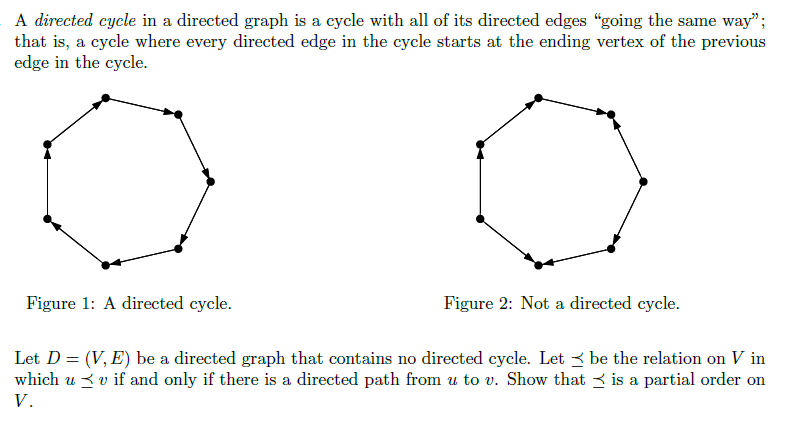 Solved - A directed cycle in a directed graph is a cycle | Chegg.com