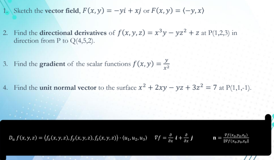 Solved 1 Sketch The Vector Field F X Y Yi Xj Or