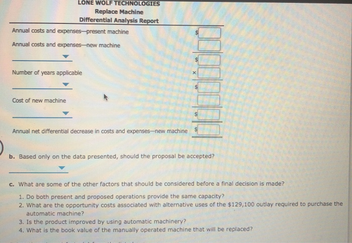Solved Differential Analysis Report for Machine Replacement | Chegg.com