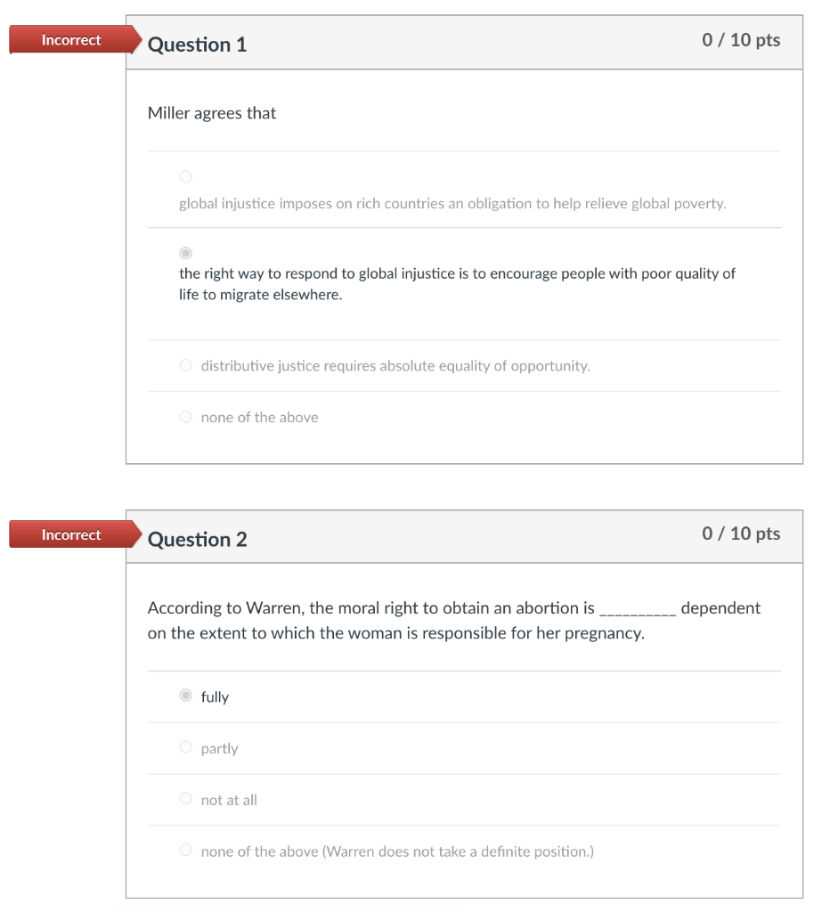 Solved Incorrect Question 1 0 / 10 pts Miller agrees that 0 | Chegg.com