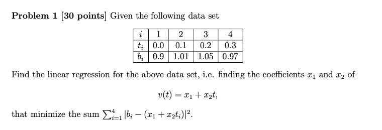 Solved Problem 1 [30 points] Ģiven the following data set 4 | Chegg.com