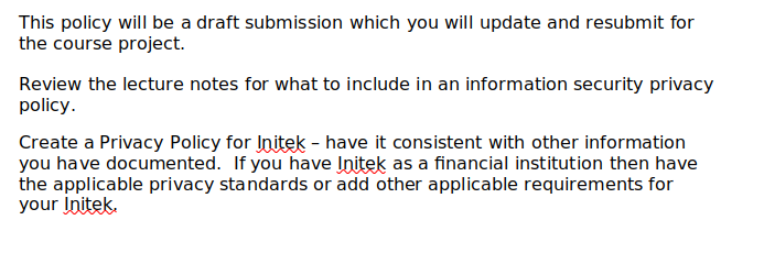 Solved This policy will be a draft submission which you will | Chegg.com