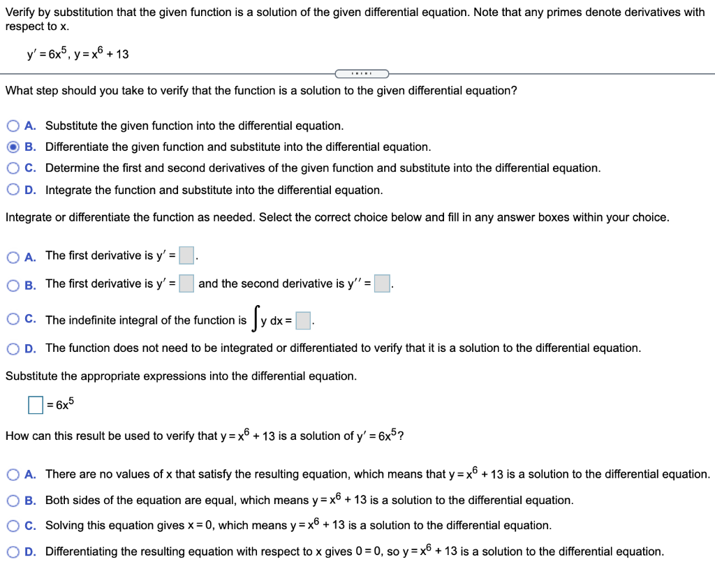 Solved Verify by substitution that the given function is a