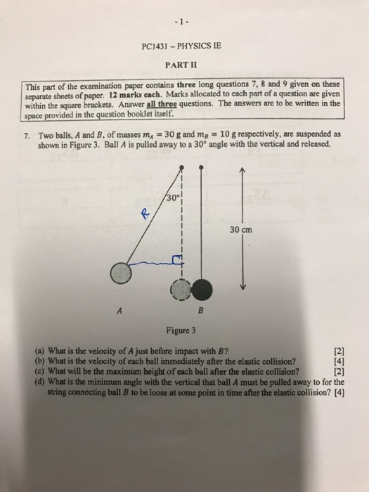 Solved Two Balls, A And B, Of Masses M_A = 30 G And M_B = 10 | Chegg.com