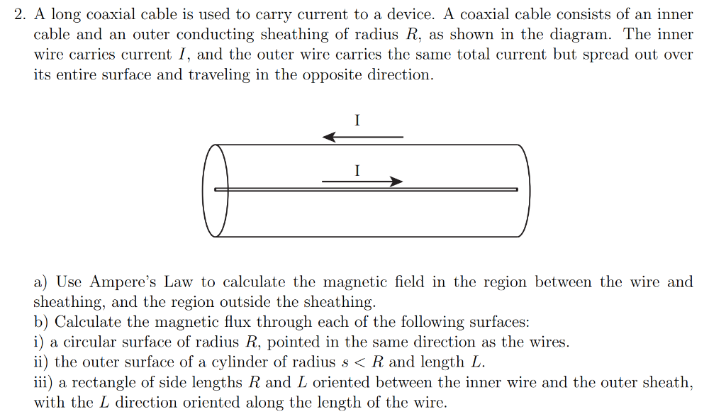 Solved 2. A long coaxial cable is used to carry current to a