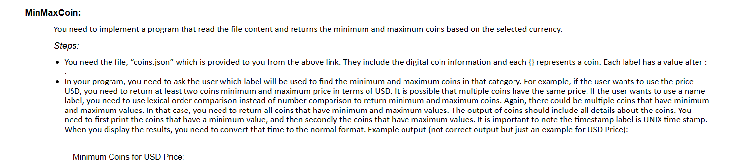 Solved In this question, you will create a MinMaxCoin.java | Chegg.com