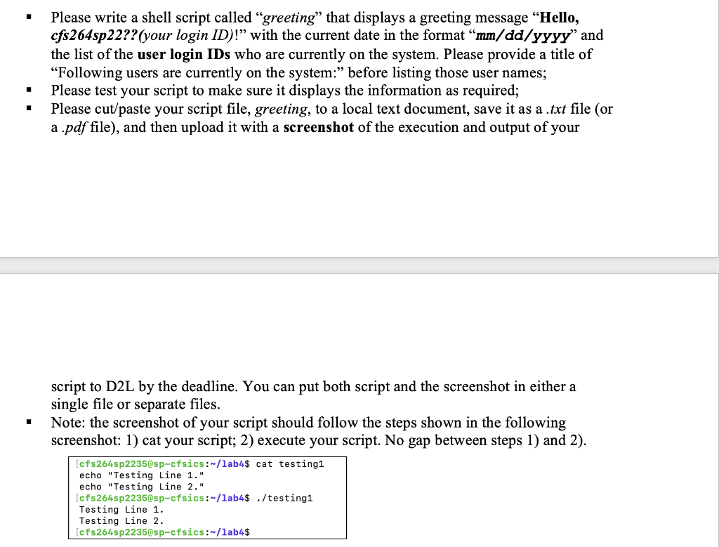 Solved Please write a shell script called "greeting” that | Chegg.com
