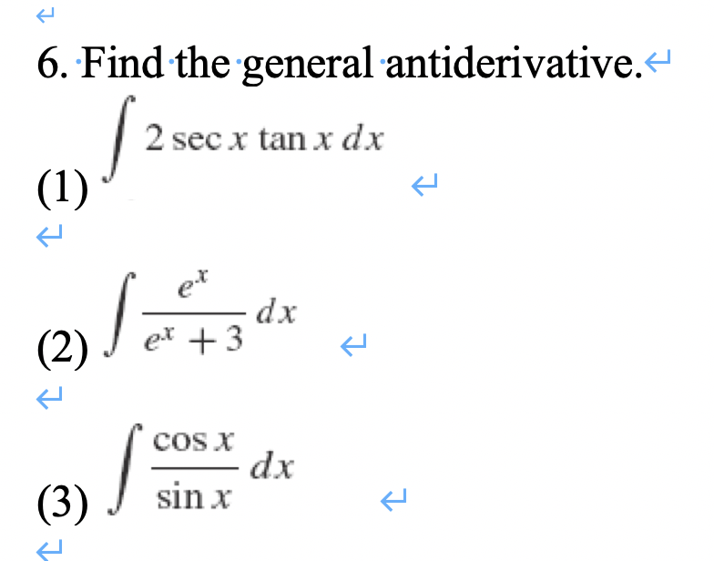 antiderivative of 2x dx