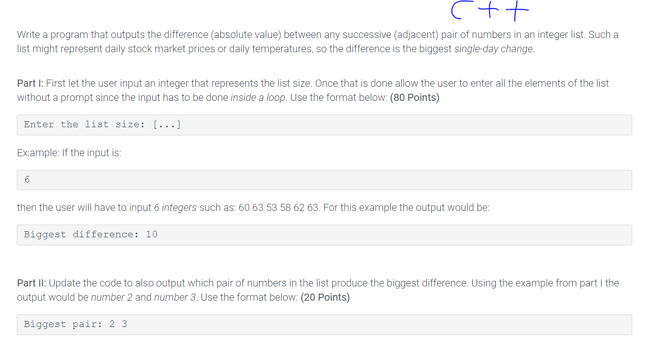 Solved C++ Write a program that outputs the difference | Chegg.com