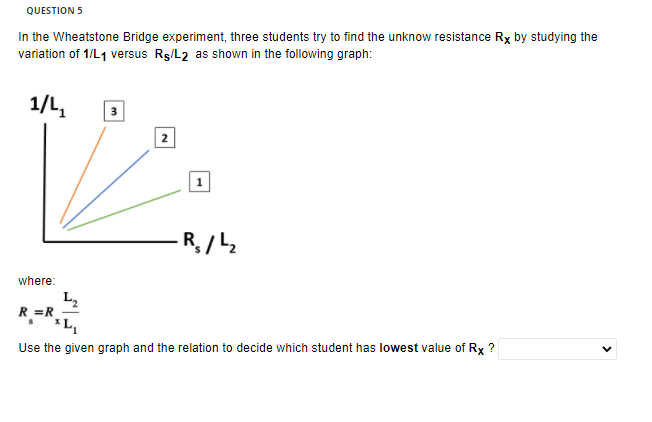 Solved QUESTION 5 In the Wheatstone Bridge experiment, three | Chegg.com