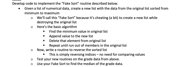 Solved Develop code to implement the "Fake Sort" routine | Chegg.com