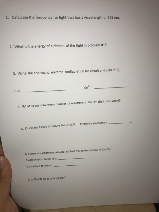 Solved 1. Calculate the frequency for light that has a | Chegg.com