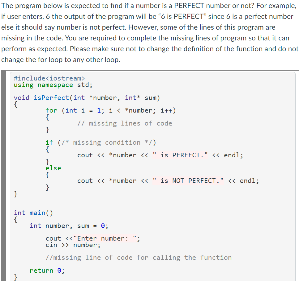 Solved The program below is expected to find if a number is | Chegg.com