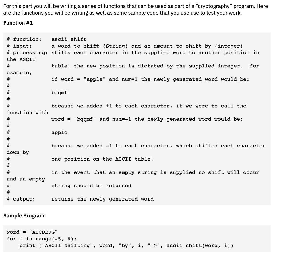 Solved For this part you will be writing a series of | Chegg.com