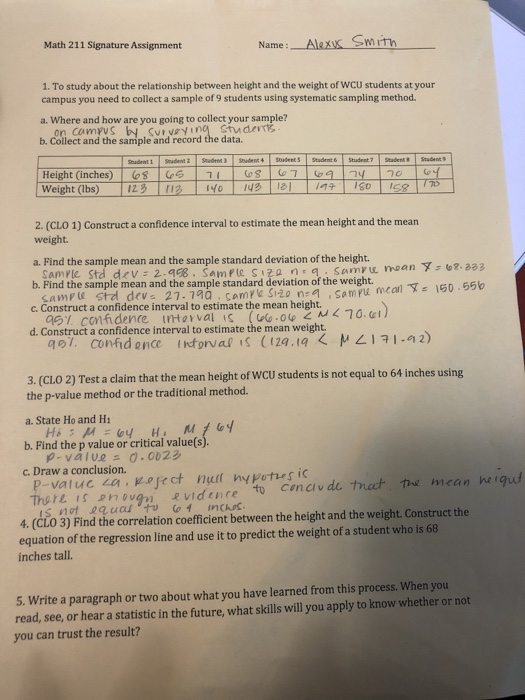 statistics signature assignment