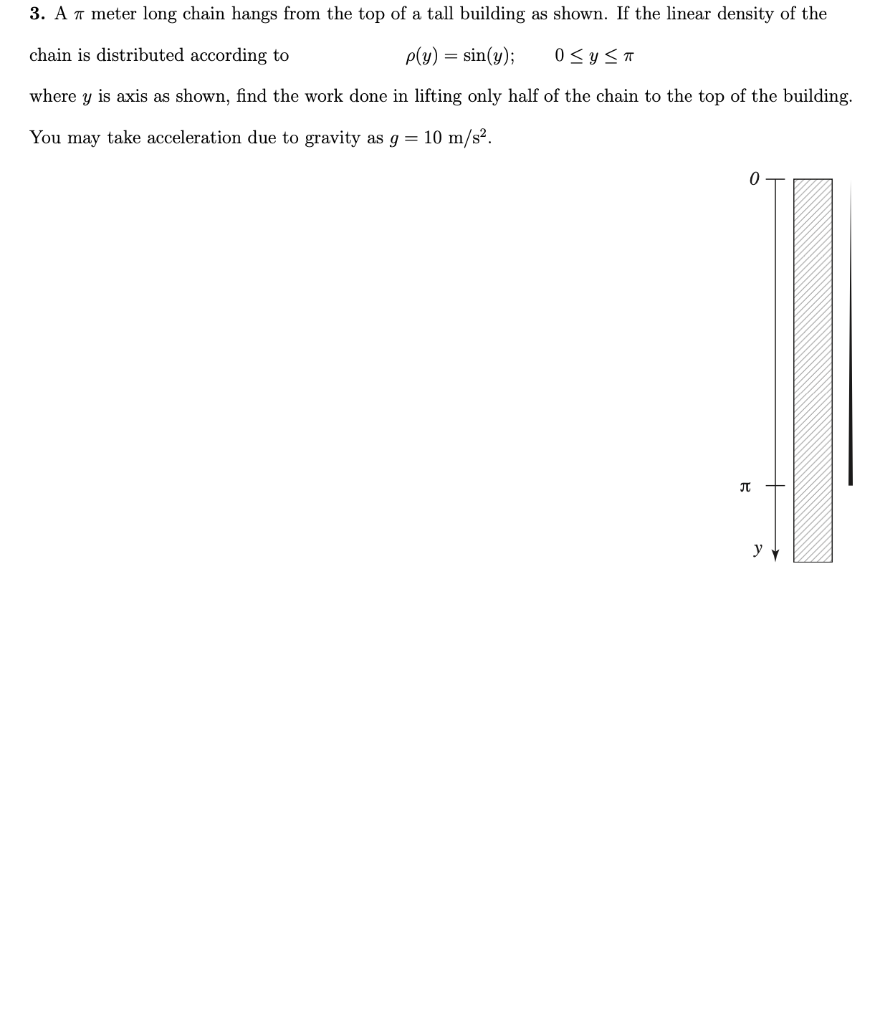 Solved 3. A meter long chain hangs from the top of a tall | Chegg.com