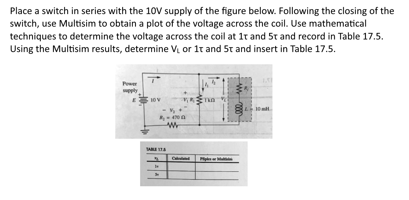 Solved Place a switch in series with the 10V supply of the