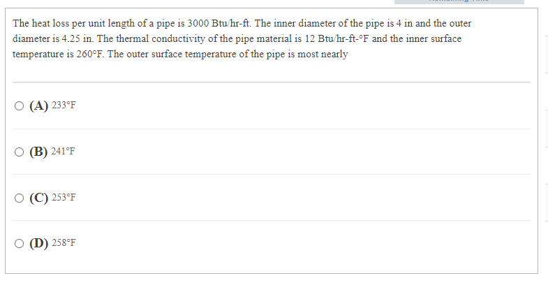 Solved The heat loss per unit length of a pipe is | Chegg.com