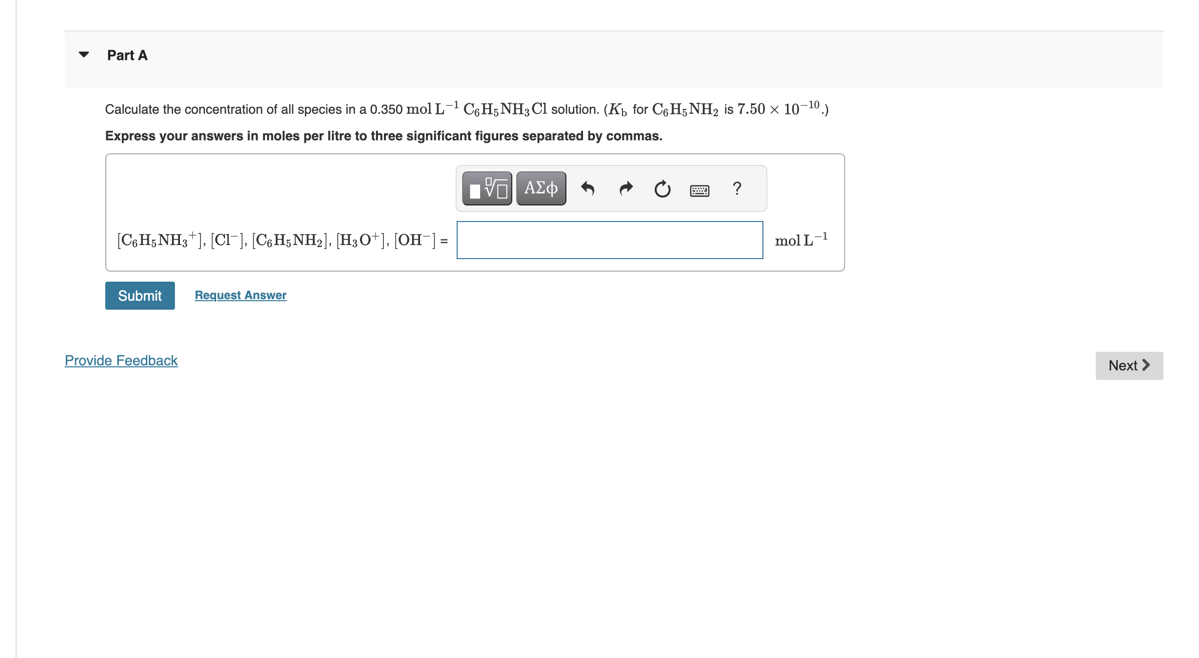 Solved Calculate The Concentration Of All Species In A 0.350 | Chegg.com