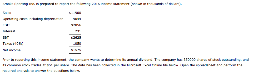 Solved Brooks Sporting Inc. is prepared to report the | Chegg.com
