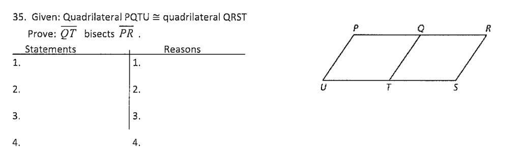 Solved 35 Given Quadrilateral Pqtu ≅ Quadrilateral Qrst 4879