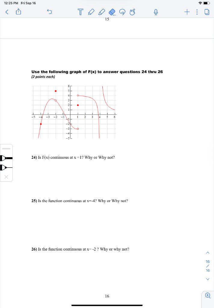 Solved Use the following graph of F(x) to answer questions | Chegg.com