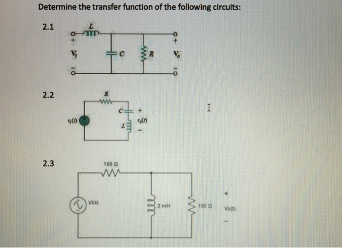 Solved Determine The Transfer Function Of The Following | Chegg.com