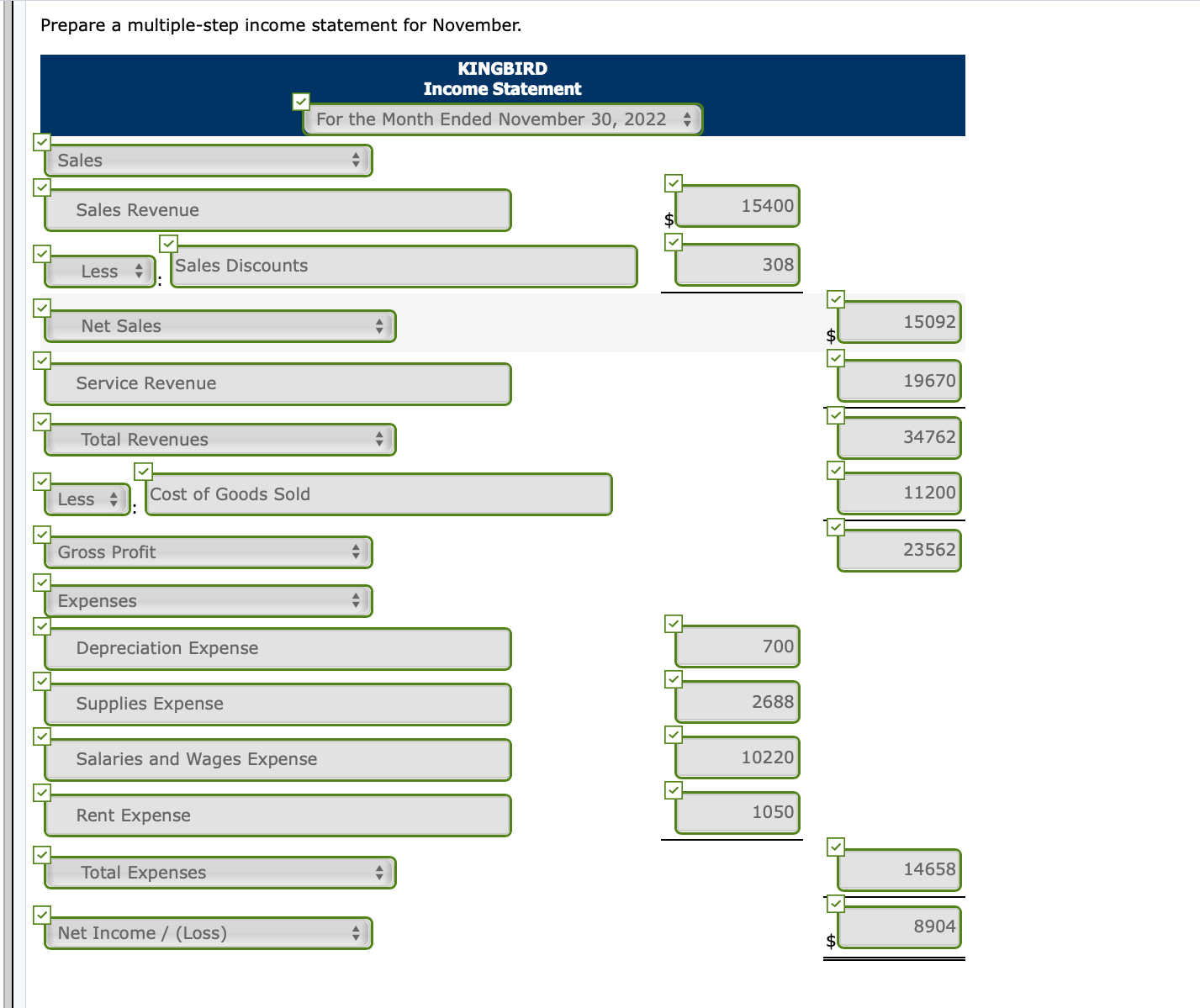 Solved Prepare A Multiple Step Income Statement For 4316