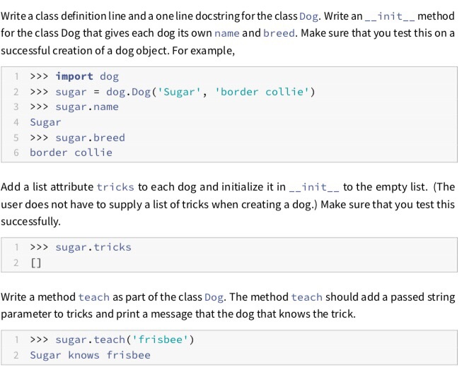 Solved and a oneline docstring for the class Dog. Write | Chegg.com