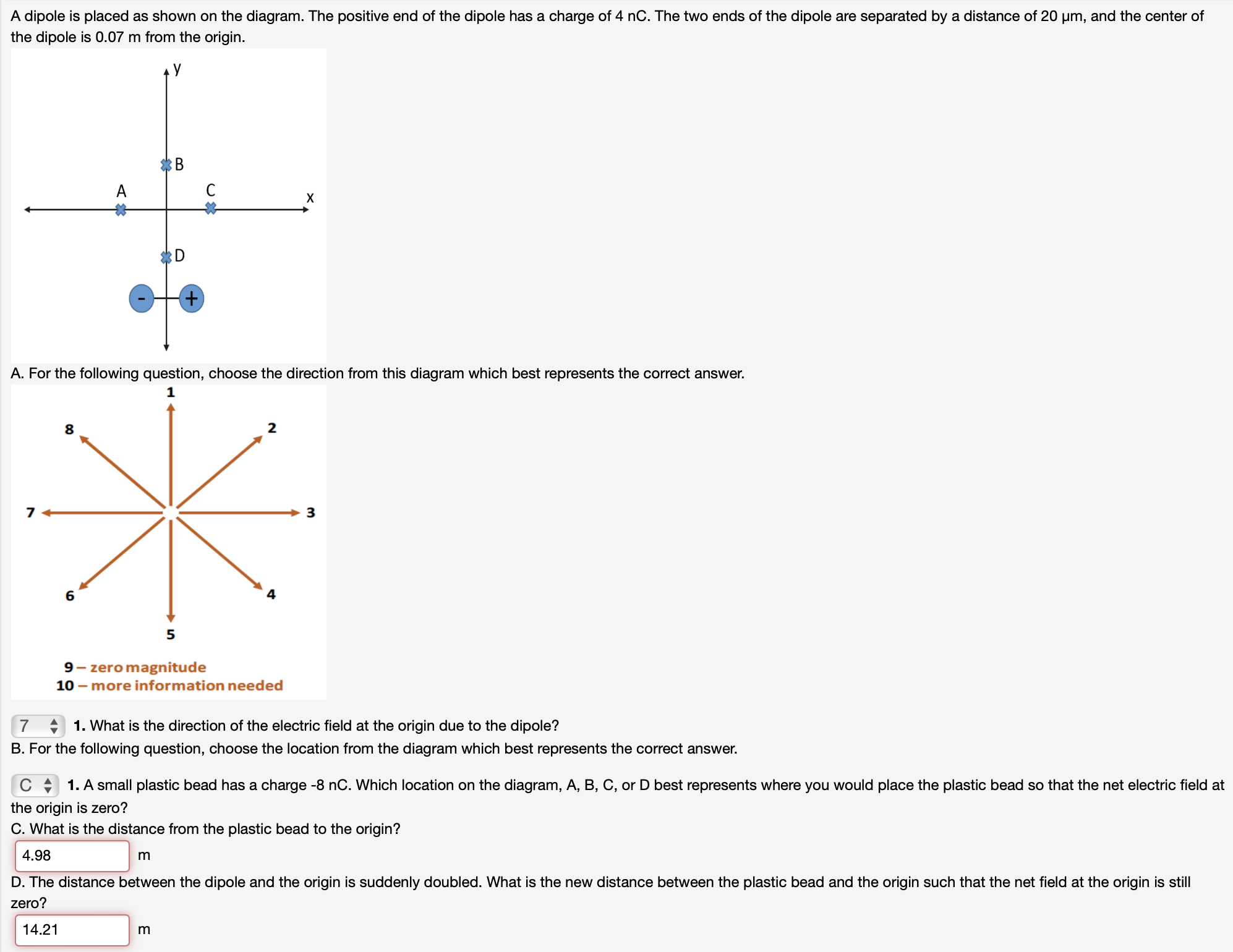 Solved 1. What is the direction of the electric field at the | Chegg.com