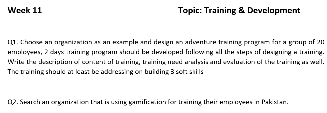 training and development research questions