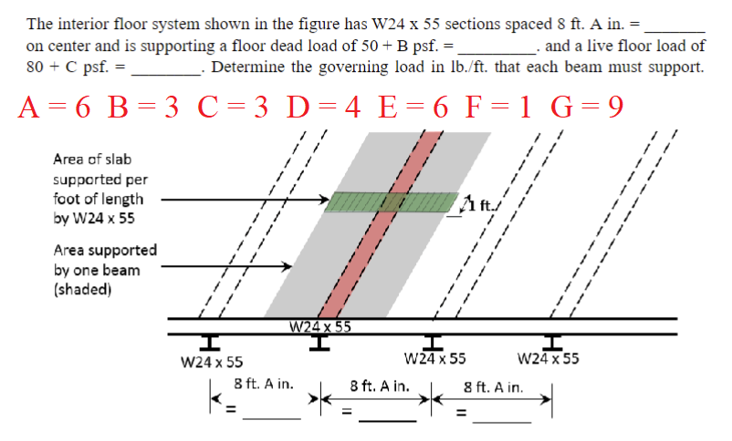 Solved The interior floor system shown in the figure has W24 | Chegg.com