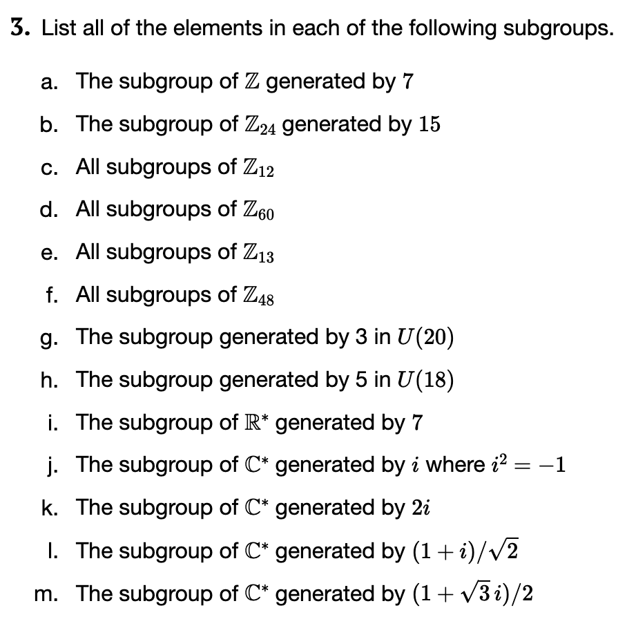 Solved 3. List all of the elements in each of the following | Chegg.com
