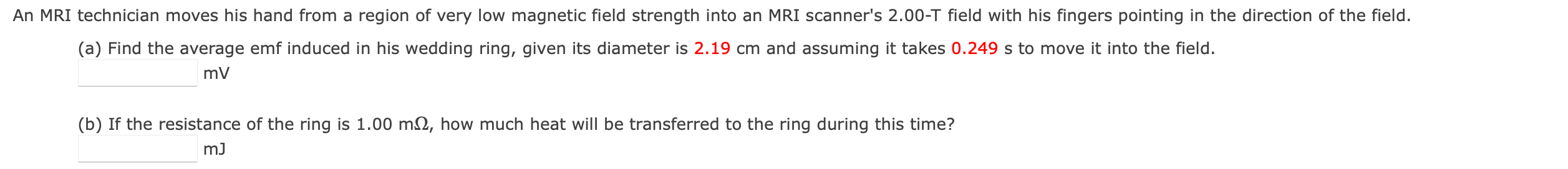 Solved An MRI technician moves his hand from a region of | Chegg.com