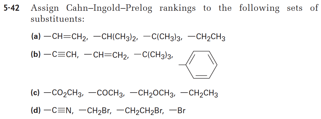 Solved Assign Cahn-Ingold-Prelog rankings to the following | Chegg.com